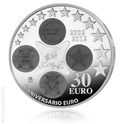 # 30 Euro Silber "10 Jahre Euro-Whrung" Spanien 2012 Tauschaktion