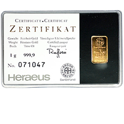 1 Gramm Goldbarren im Blister T-Online