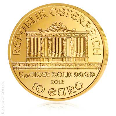 Leider gibt es hier kein zweites Produktbild. 1/10 oz Wiener Philharmoniker 2012 hier kaufen. Jetzt klicken >>>