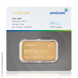 50 Gramm Goldbarren -  50 Gramm Goldbarren 999.9, verschiedene Hersteller m�glich.wir liefern ausschlie�lich Qualit�tsbarren von Heraeus oder Umicore....