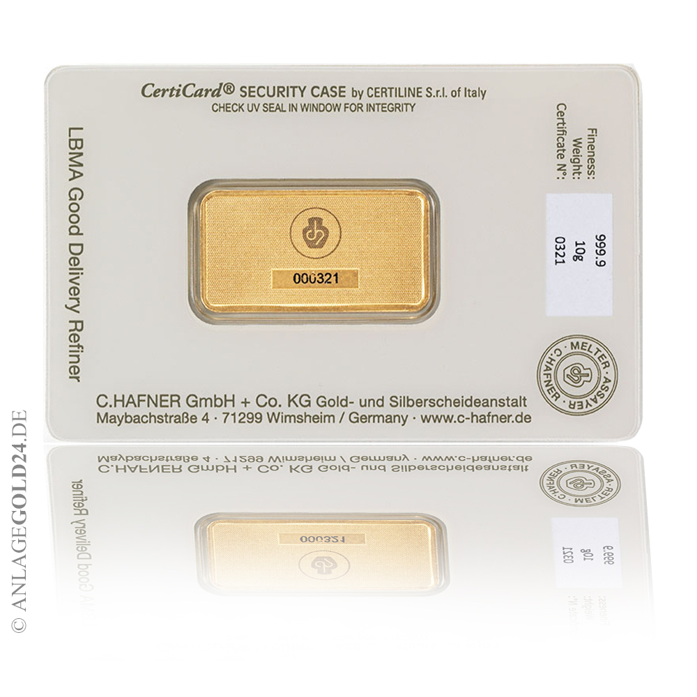 10 Gramm Goldbarren C Hafner
