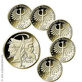 100 Euro Gold Sammlermnze Faust 2023 Komplettsatz ADFG