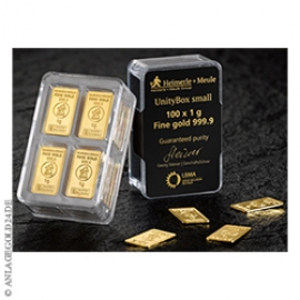 100x 1 Gramm Goldbarren UnityBox Small - Heimerle + Meule