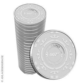 20er Rolle 1 oz Silber James Bond Casino Royale Casino Chip 2023 BU
