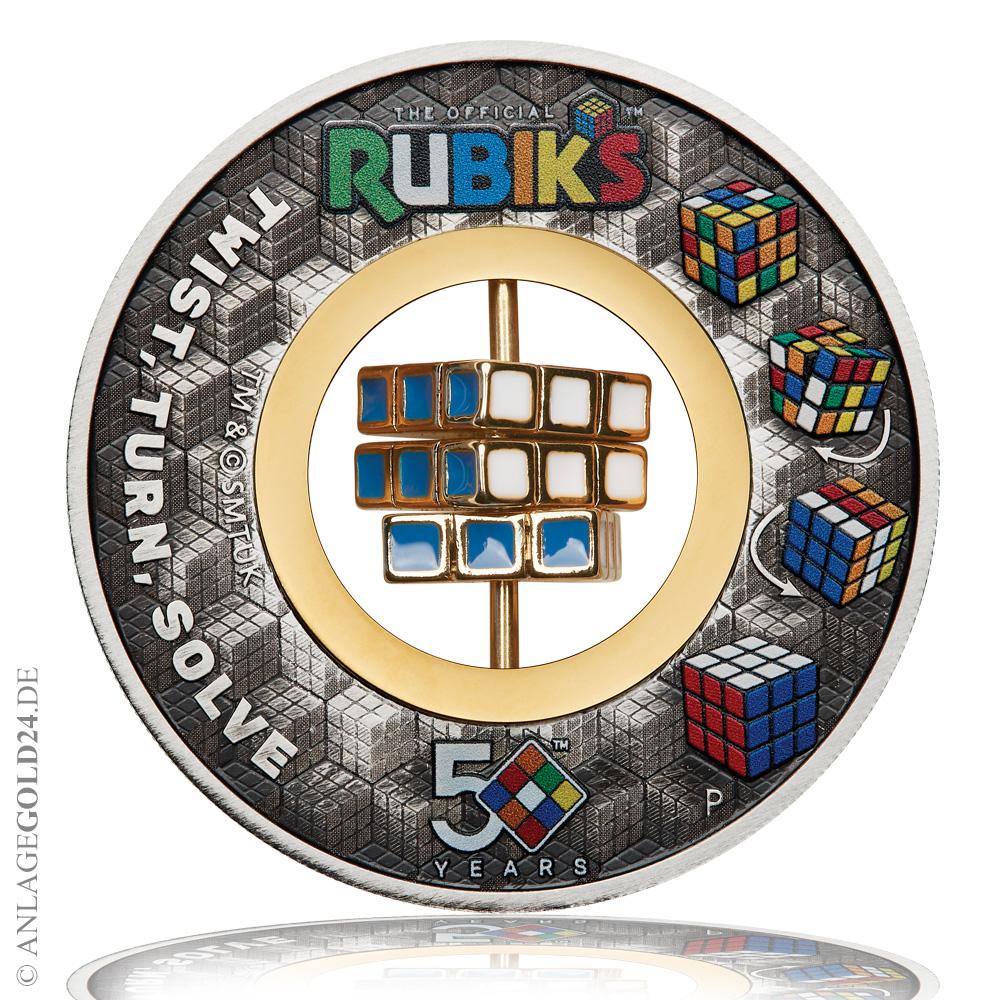 2 oz Silber 50 Jahre Zauberwürfel 2024 Antiqued Coin