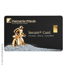 1/200 oz Goldbarren - Heimerle + Meule in Secain Card