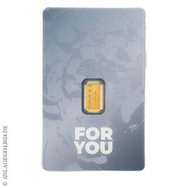 1 Gramm Gold Geschenkbarren C.Hafner For You BLAU
