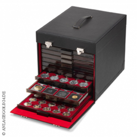 M�nzkoffer schwarz aus Kunstleder f�r 10 M�nzboxen